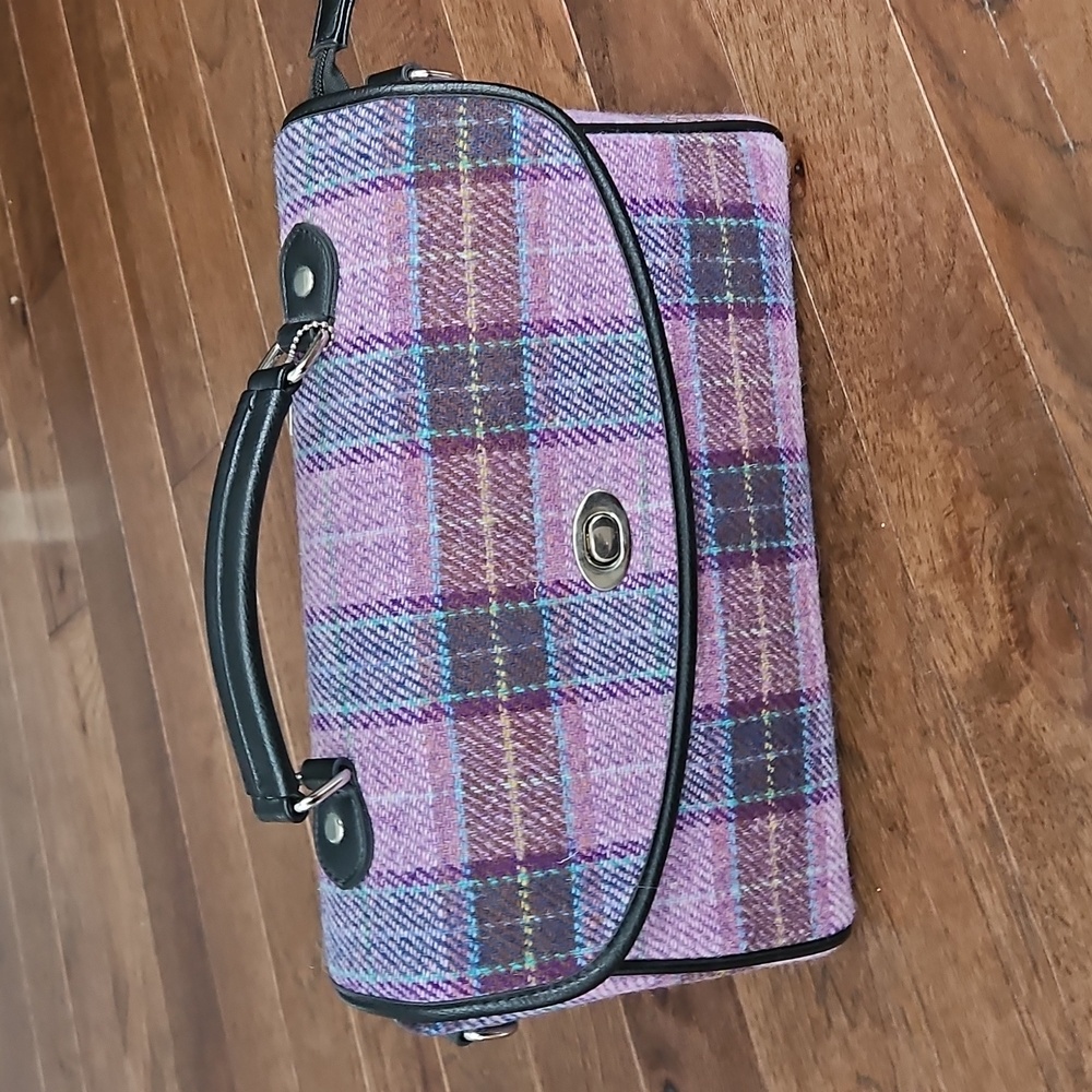 Glen Appin Harris Tweed Plaid Purple and Black Women's Bag
